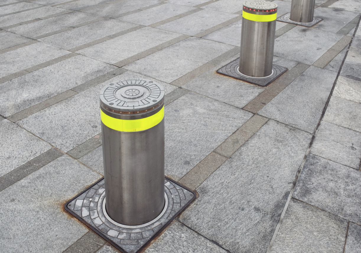 automatic rising bollards in pedestrian area