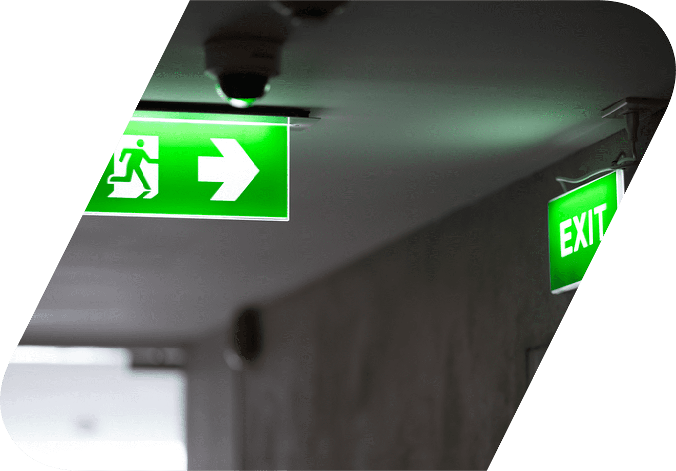 Fire safety signage and emergency exit signs installed by EA-RS