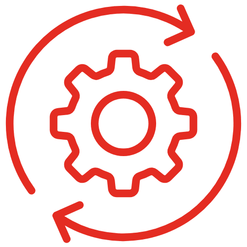 Red colour logo of egg turning gear.