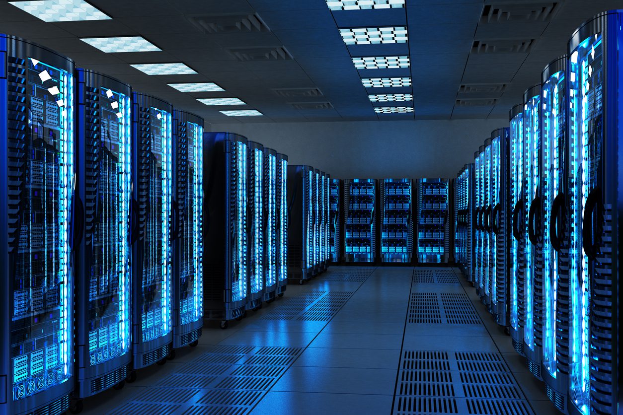 Network And Internet Communication Technology Concept, Data Center Interior