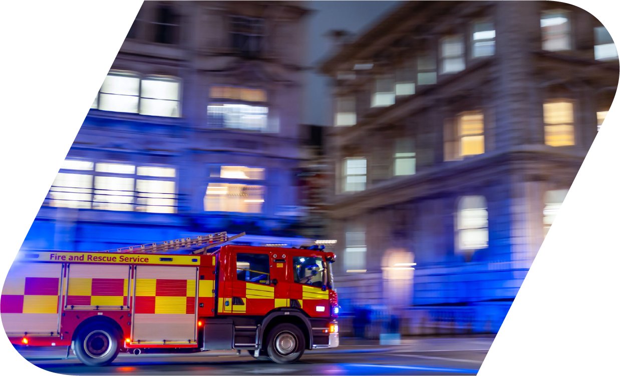 EA-RS and fire brigade attending a residential fire incident in Huntingdonshire