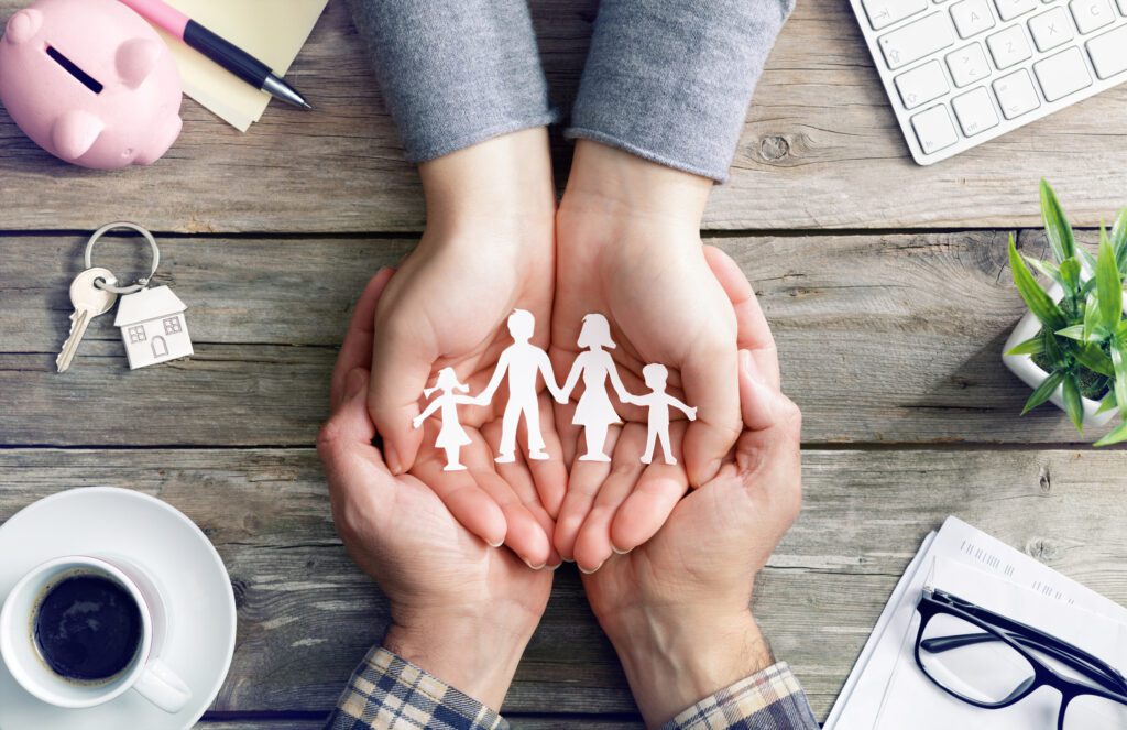 Family Care And Love Hands With Family Symbol Silhouette