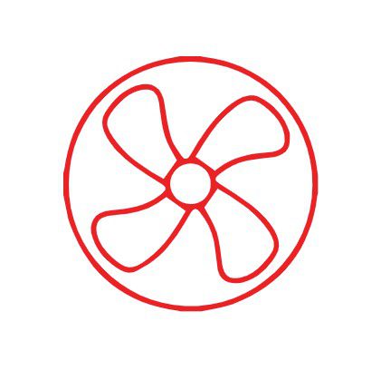 Red fan logo.