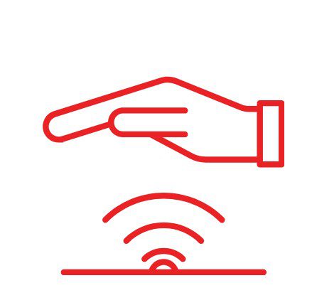 Hand sensor alarm system logo.