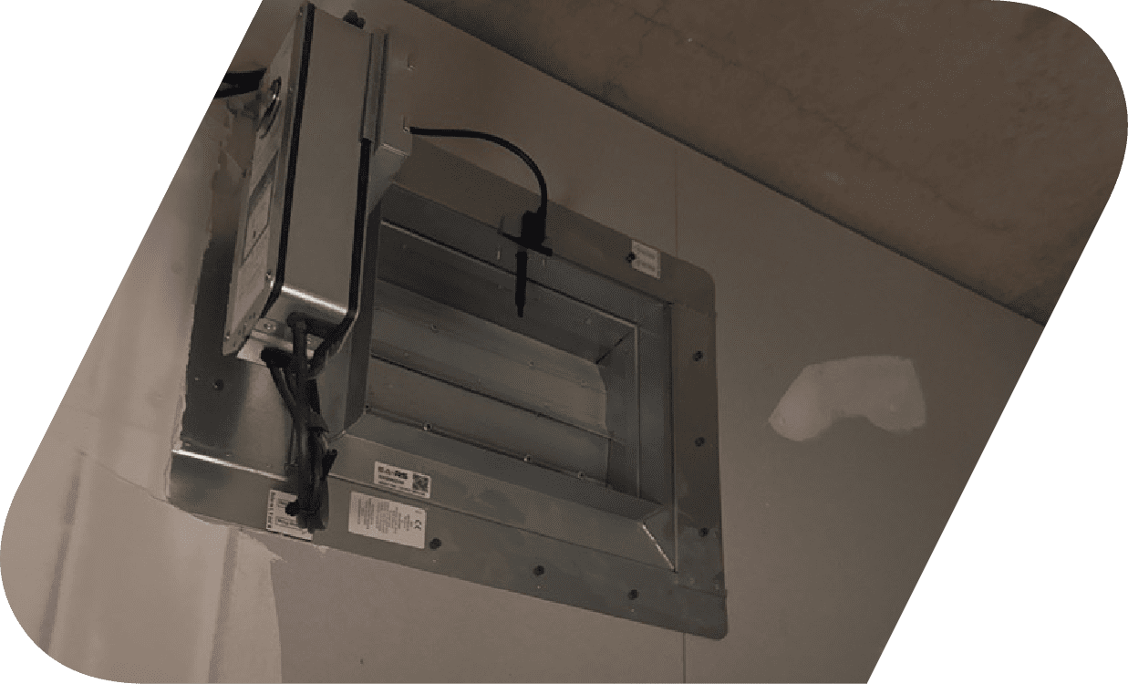 Smoke damper and fire damper installation in commercial building by EA-RS