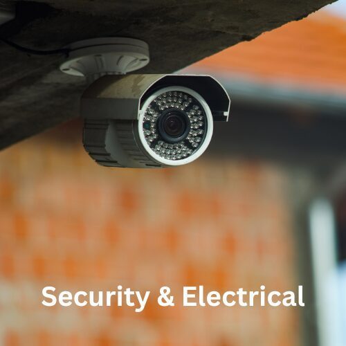 Security camera mounted against the ceiling.