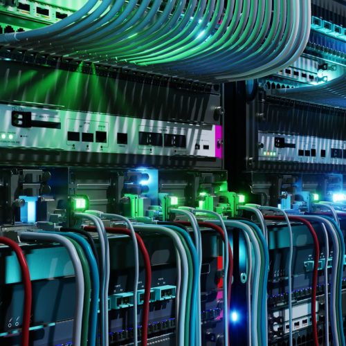 Server Room Network Infrastructure, Data Center, Server Rack, Network Cables