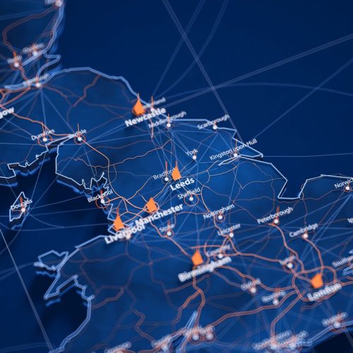 Leeds Map Big Data Visualization. Futuristic Map Infographic Of City In England. Visual Map Data Complexity In Modern Bl