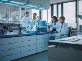 Lab technicians inside a chemical lab.