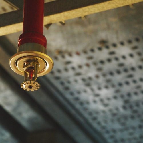 Automatic Fire Sprinkler In Red Water Pipe System