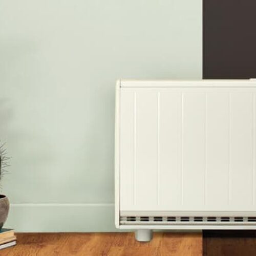 Storage Heaters Against a wall.